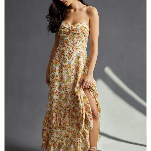 Shoshanna | Dresses | Shoshanna Rmy Strapless Floral Midi Dress Size |  Poshmark